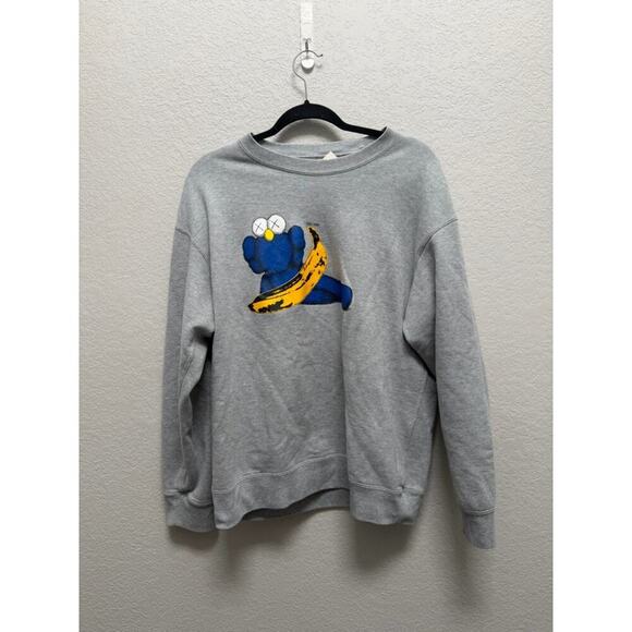 Uniqlo x KAWS Other - Uniqlo KAWS x Warhol Sweatshirt Large Gray Andy Warhol Banana BFF Crewneck UT